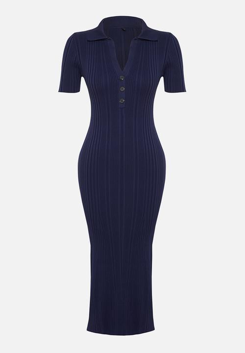 Trendyol - Maxi polo neck dress - navy blue