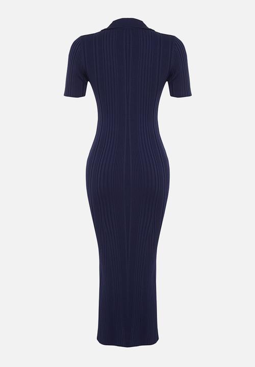 Trendyol - Maxi polo neck dress - navy blue