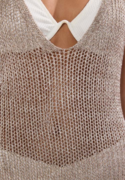 Trendyol - Fitted Midi Knit Crochet Shiny Beach Dress