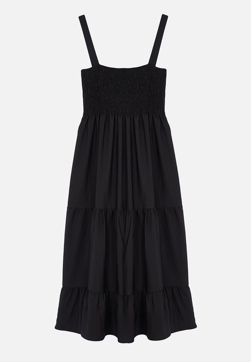 Trendyol - Plain A Cut Square Neck Lined Maxi Woven Dress - Black