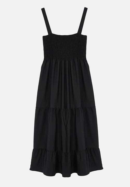 Trendyol - Plain A Cut Square Neck Lined Maxi Woven Dress - Black