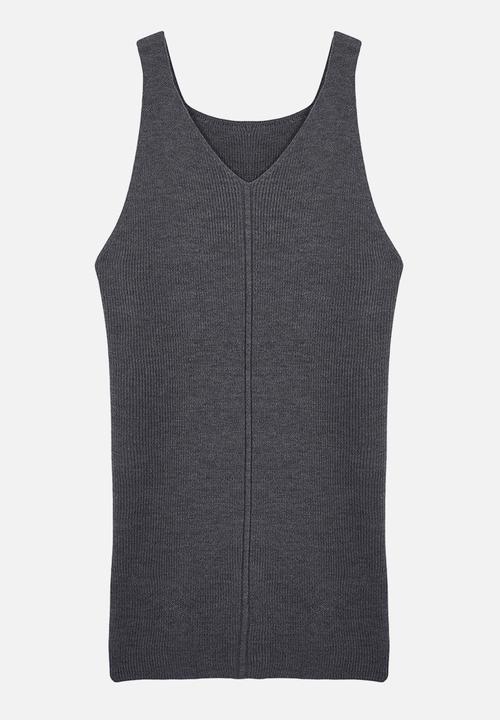 Trendyol - Gilet midi length knit dress - anthracite