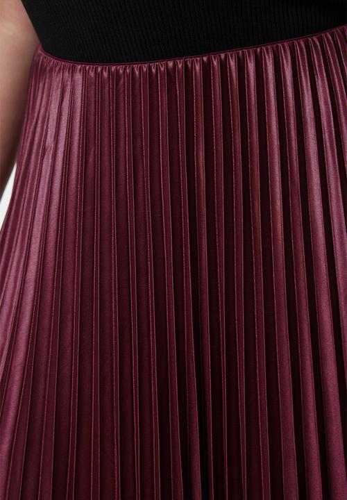 Trendyol - Elastic waist pleated woven plus size skirt - burgundy
