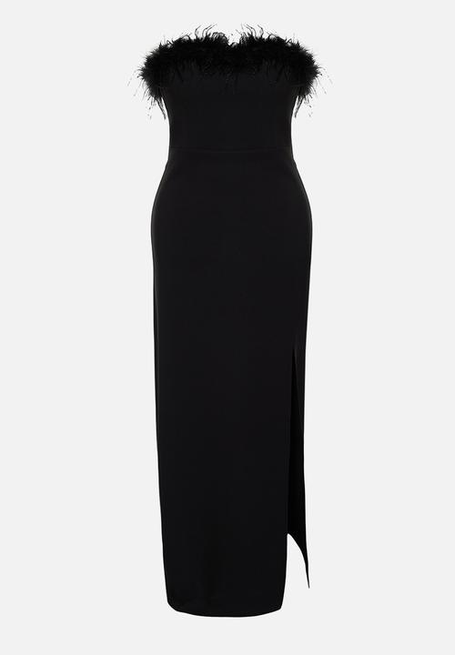 Trendyol - Strapless weaving plus size evening dress - black