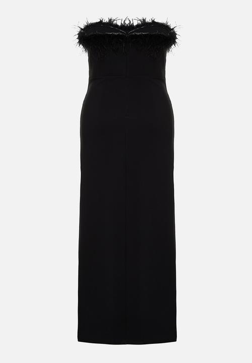 Trendyol - Strapless weaving plus size evening dress - black