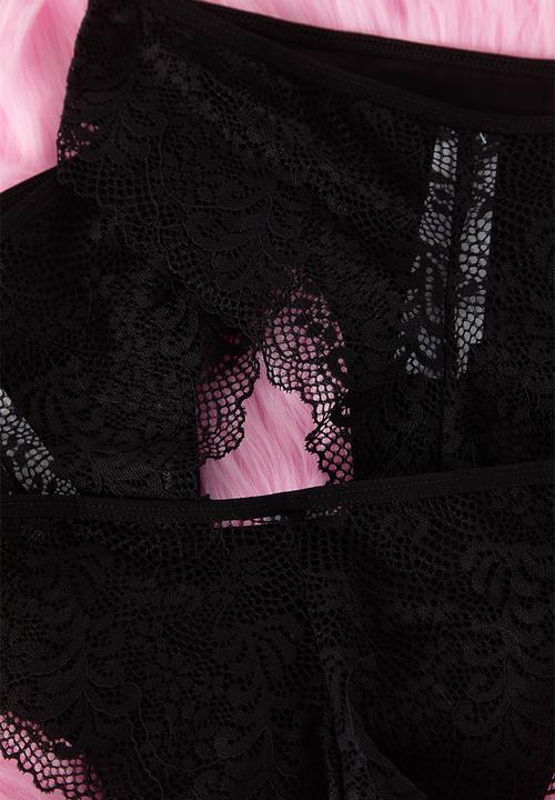 Trendyol - 3-pack micro lace brazilian knitted panties - black