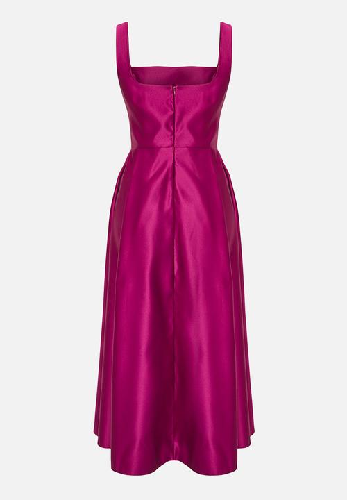 Trendyol - A-Line Satin Woven Elegant Evening Prom Dress - plum
