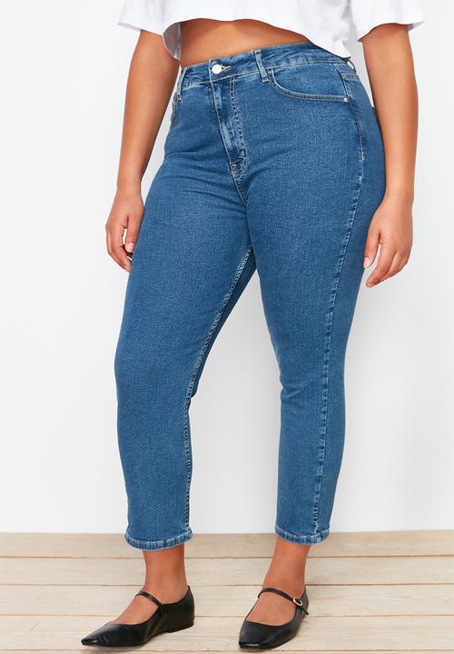 Trendyol - High waist crop stretch skinny denim jeans - blue
