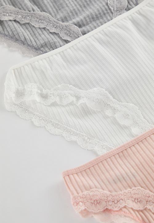 Trendyol - 3-pack ribbed lace classic knitted panties - multi
