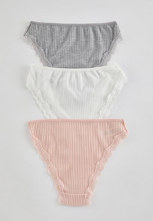 Trendyol - 3-pack ribbed lace classic knitted panties - multi