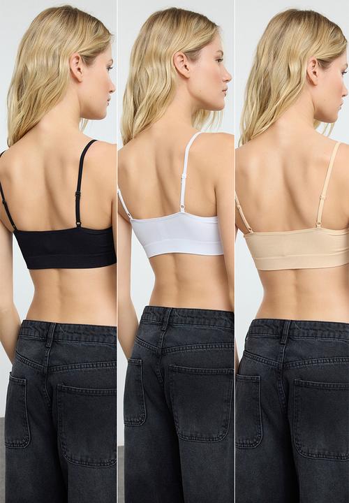 Trendyol - 3-Pack seamless non-wired cupless knitted bralette bra - multi