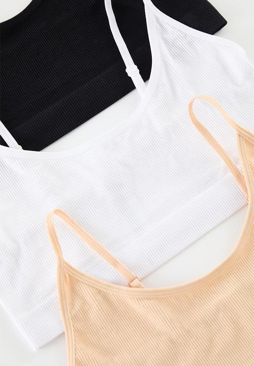 Trendyol - 3-Pack seamless non-wired cupless knitted bralette bra - multi