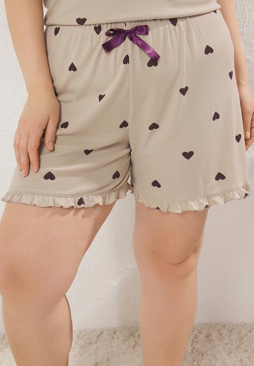 Trendyol - Heart Patterned Camisole Knitted Pajama Set - Light Mint