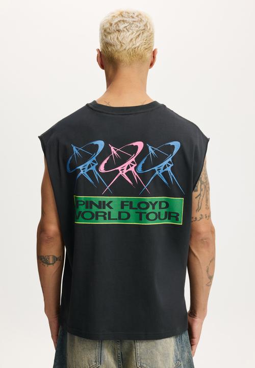 Cotton On - Cropped Fit License Muscle - Lcn Per Washed Black / Pink Floyd