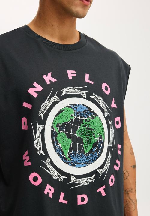 Cotton On - Cropped Fit License Muscle - Lcn Per Washed Black / Pink Floyd