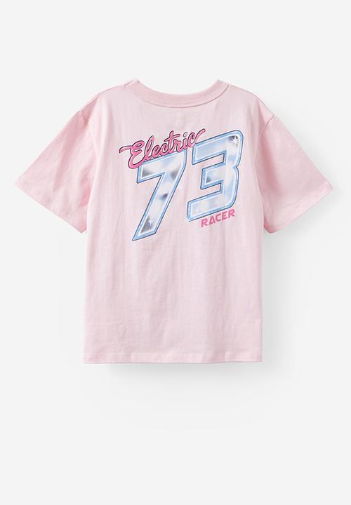 Cotton On - Poppy oversize graphic print tee - tea party pink/racer motto