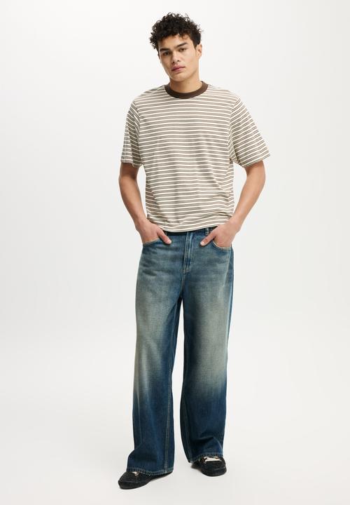 Cotton On - Cropped Fit T-Shirt - Creampuff / Ashen Brown Stripe