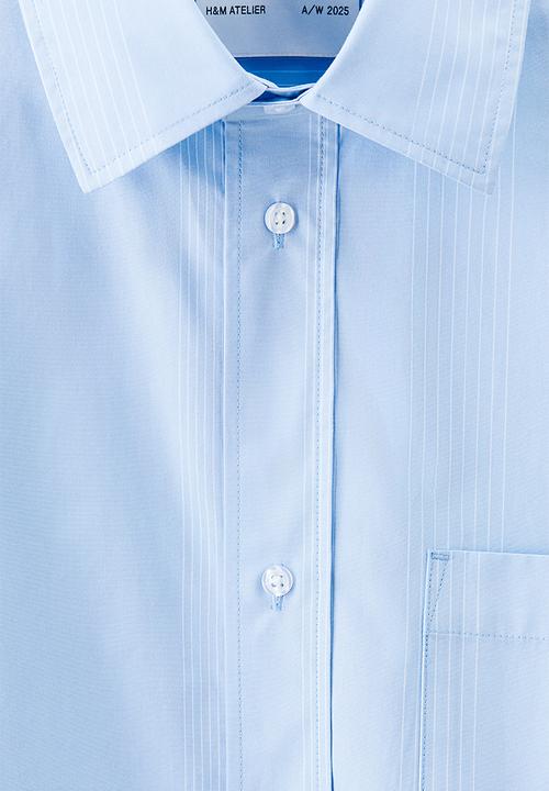 H&M - H&M Atelier: Striped cotton shirt - light blue striped