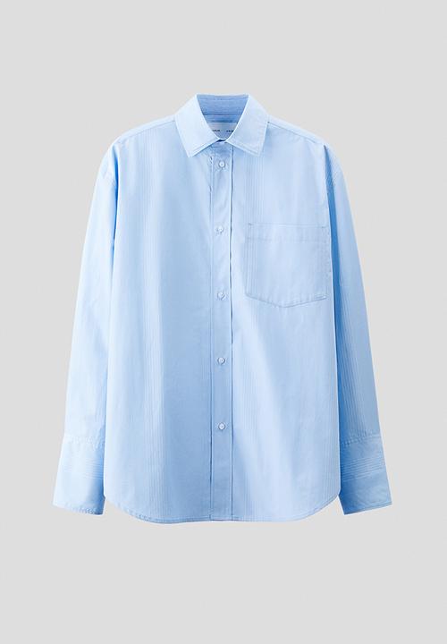 H&M - H&M Atelier: Striped cotton shirt - light blue striped