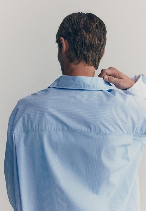H&M - H&M Atelier: Striped cotton shirt - light blue striped
