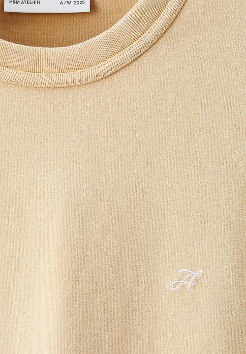 H&M - H&M Atelier: Boxy-style cotton t-shirt - beige
