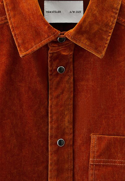 H&M - H&M Atelier: Brushed twill overshirt - burnt orange 