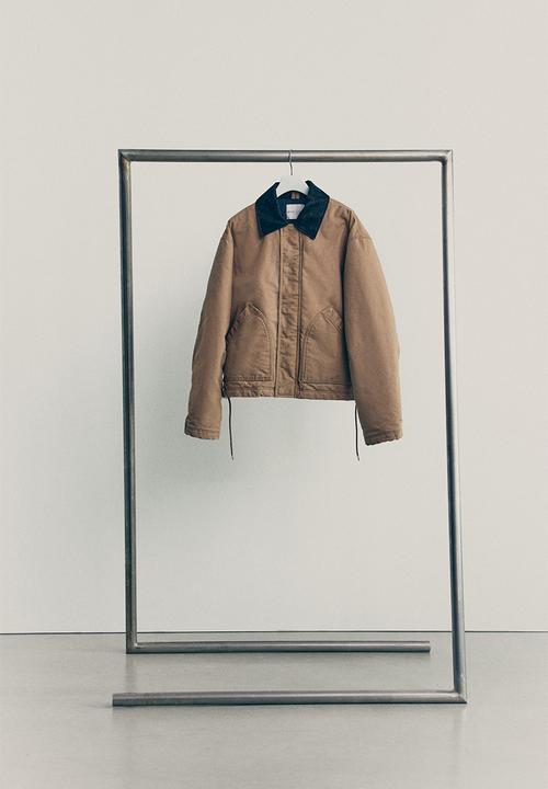 H&M - H&M Atelier:  Short canvas workwear jacket - beige/black