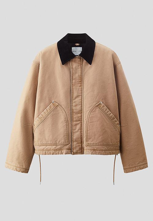 H&M - H&M Atelier:  Short canvas workwear jacket - beige/black