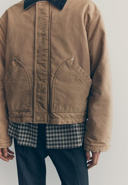 H&M - H&M Atelier:  Short canvas workwear jacket - beige/black