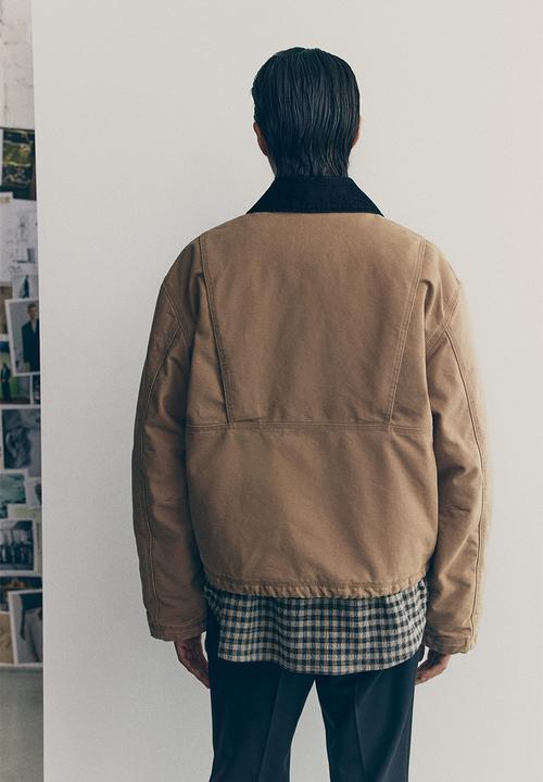 H&M - H&M Atelier:  Short canvas workwear jacket - beige/black