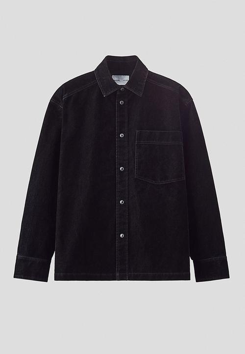 H&M - H&M Atelier: Brushed twill overshirt - black