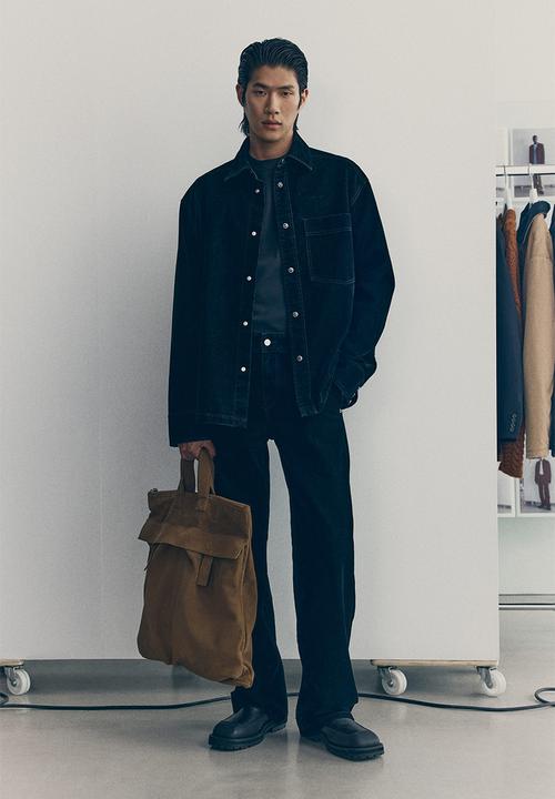 H&M - H&M Atelier: Brushed twill overshirt - black
