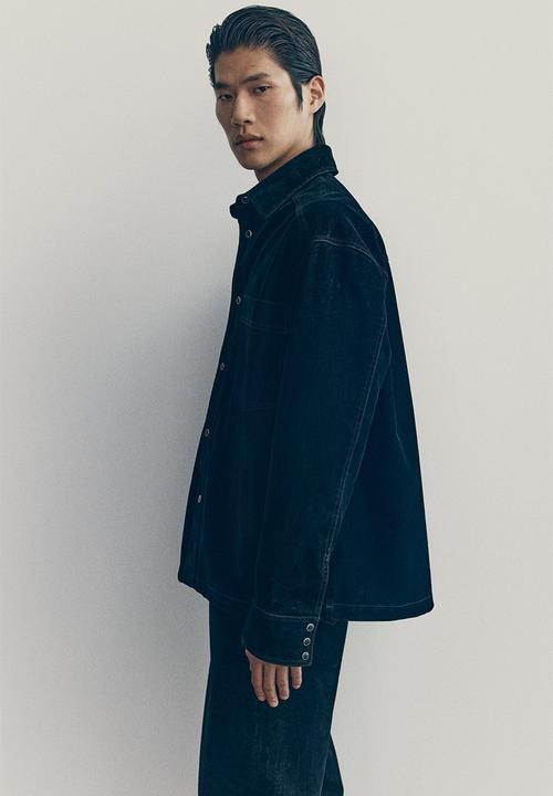 H&M - H&M Atelier: Brushed twill overshirt - black