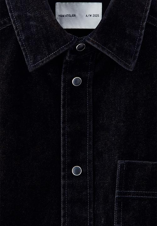 H&M - H&M Atelier: Brushed twill overshirt - black