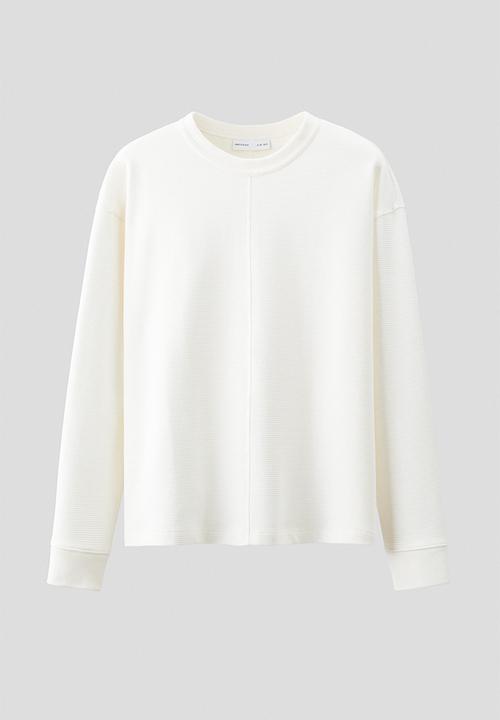 H&M - H&M Atelier: Waffled long-sleeved top - white