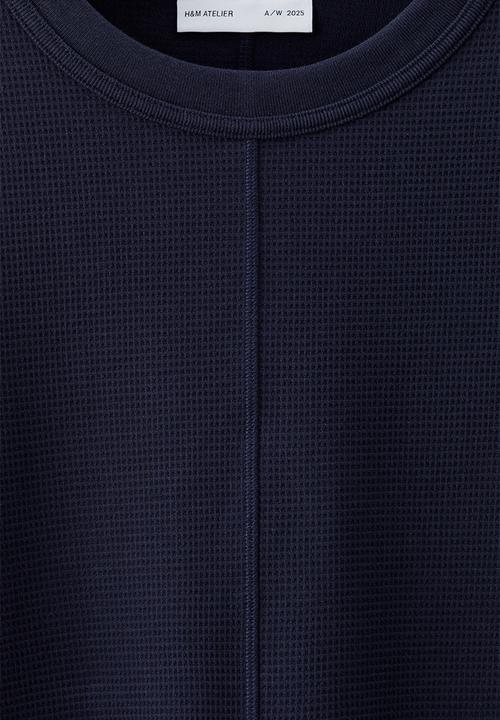 H&M - H&M Atelier: Waffled long-sleeved top - blue