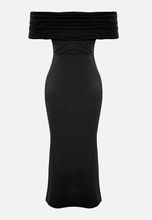 Trendyol - Fitted Knitted Elegant Evening Dress - Black