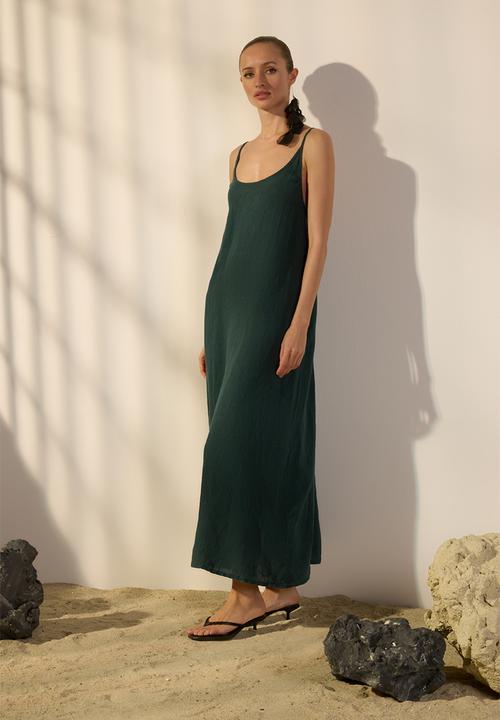 Trendyol - 100% Linen Back Detail Maxi Dress 