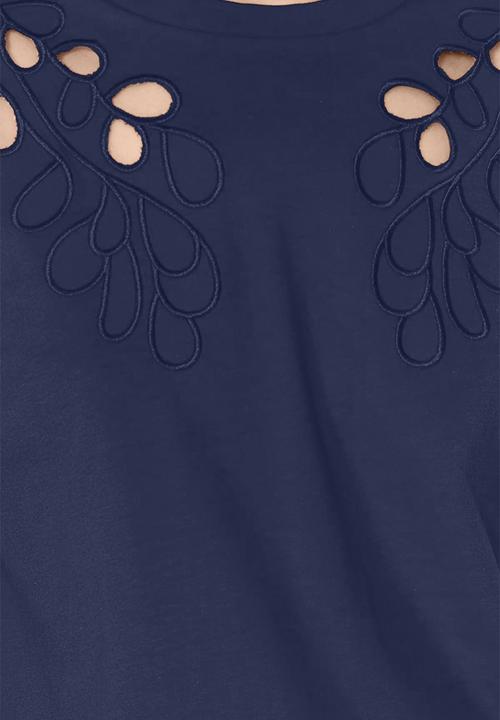 Trendyol - Brode embroidered knitted top - navy blue