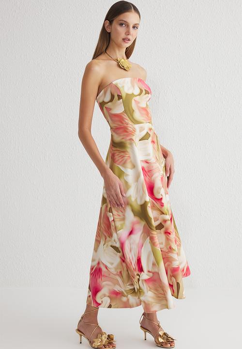 Trendyol - A-Line Strapless Woven Dress - Multi