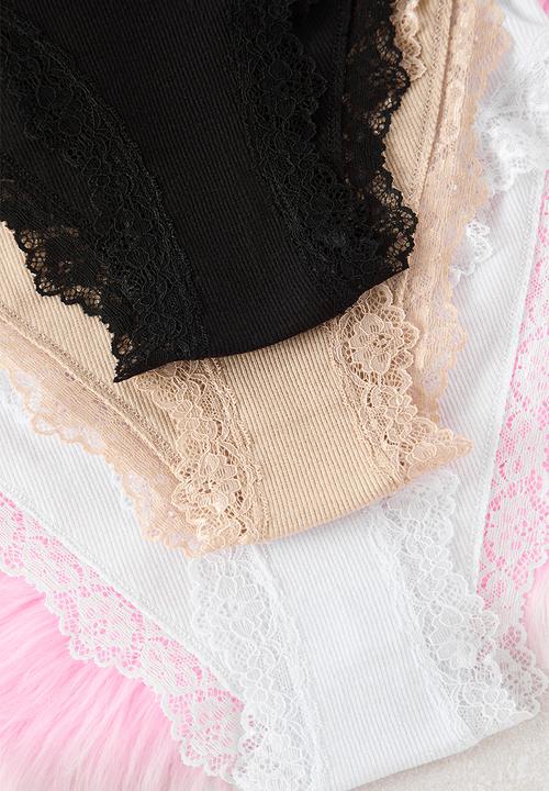 Trendyol - 3-Pack ribbed lace classic knitted panties - multi