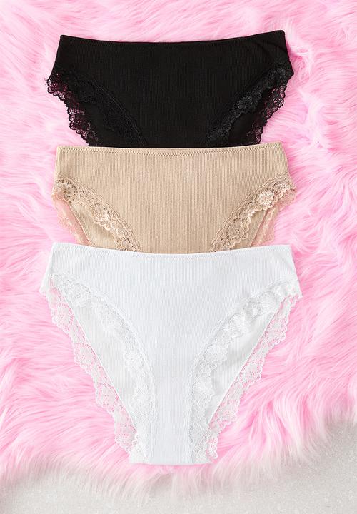 Trendyol - 3-Pack ribbed lace classic knitted panties - multi