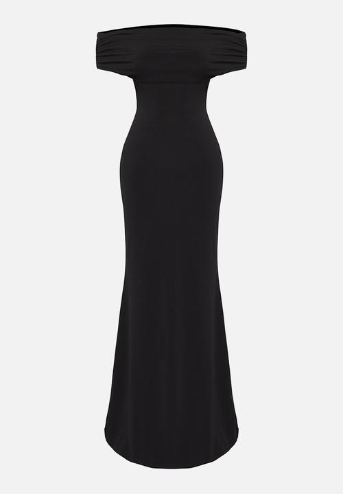 Trendyol -  Black Transparent Back Detail Knitted Evening Dress - Black