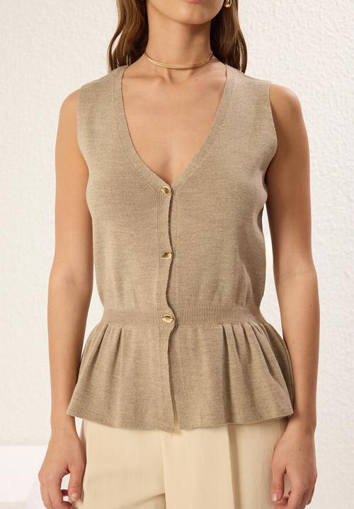 Trendyol - Peplum knitwear vest - mink