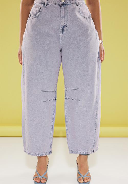 Trendyol - High waist baggy fit plus size jeans - light blue