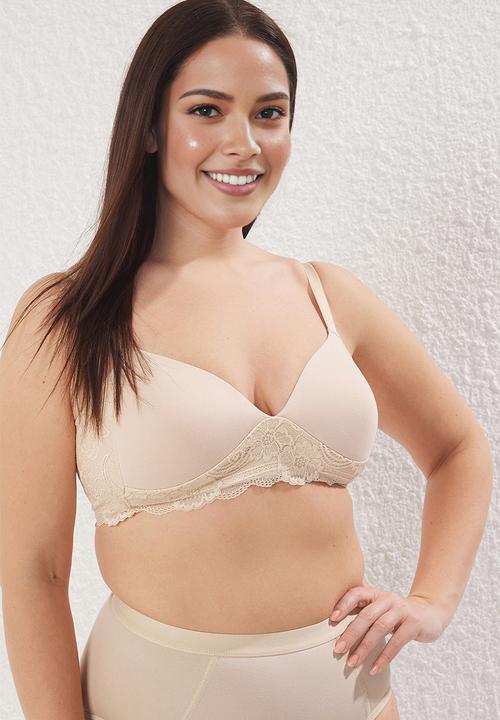 Trendyol - Soft comfortable flexible lace back plus size bra - skin