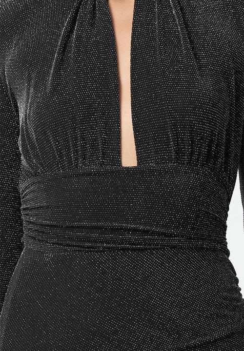 Trendyol - Low-cut Detailed Woven Evening Dress - Anthracite