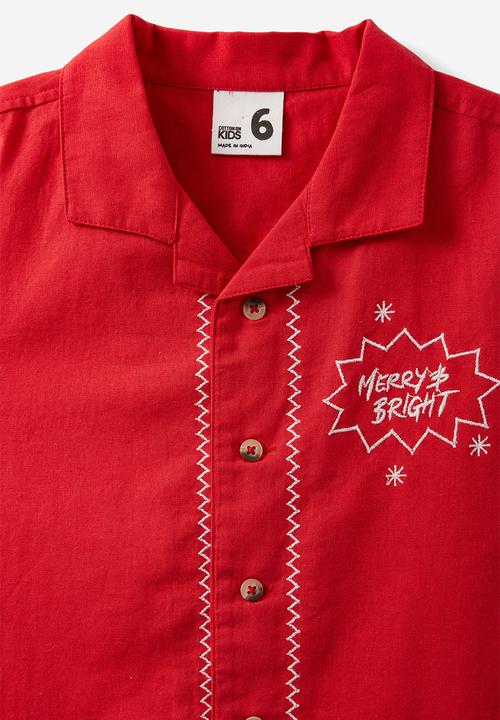 Cotton On - Cabana short sleeve shirt - varsity red/merry and bright