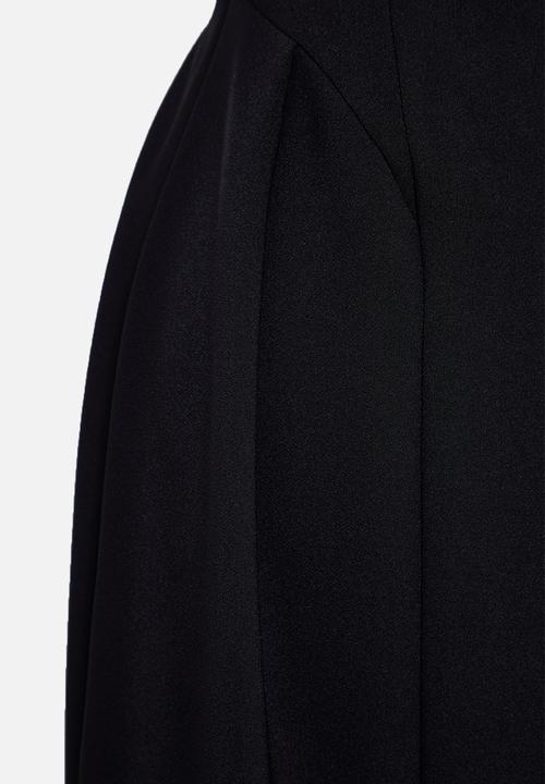 Trendyol - A-line v-neck woven elegant evening prom dress - black