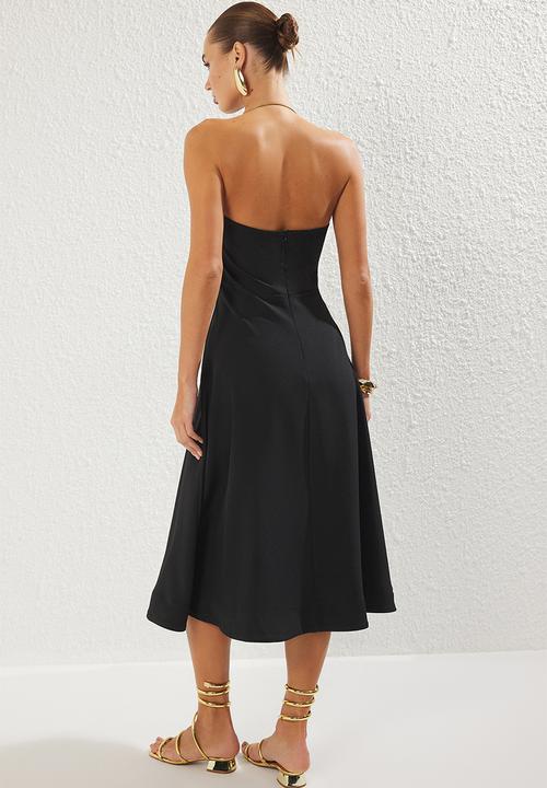 Trendyol - Detachable neck accessory woven evening dress - black